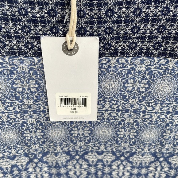 Lucky Brand Tee Large Blue Boho Lightweight Soft New Muscle Tee - Picture 3 of 5